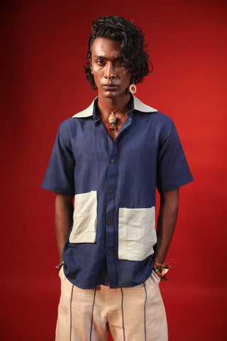 Sustained Schoolboy Handloom Colour Block Organic Cotton Shirt