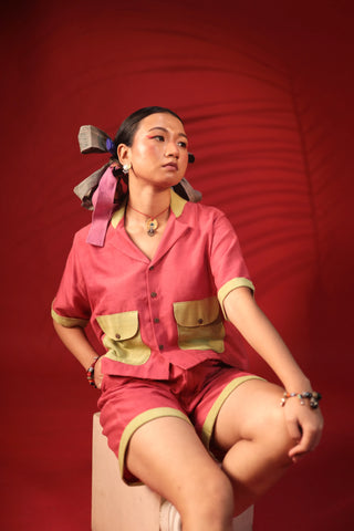 Tang Summer Sorbet Colour Block Handspun Handwoven Cotton Co-Ord Set
