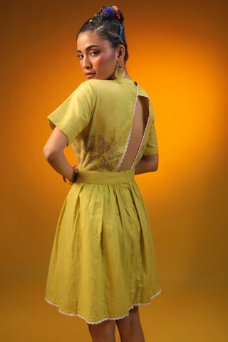 Belle Époque Lace Trim Cut Out Handloom Organic Cotton Dress