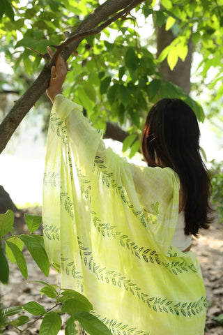 Lime Zephyr Whispers Handloom Organic Cotton Saree