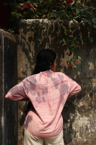 Strokes of Bougainvillea Handloom Organic Cotton Shirt