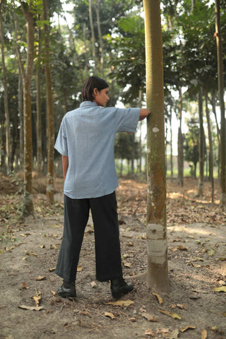 Washed in Blue Handspun Handwoven Cotton Shirt